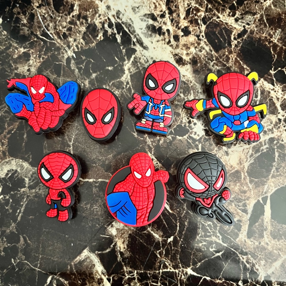 🌺New🌺Set of 7 Spiderman Croc Charms, or Backpack Decoration🌺